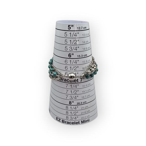 Boho Multi Strand Turquoise Southwestern Bracelet Magnetic Clasp - Picture 6 of 8